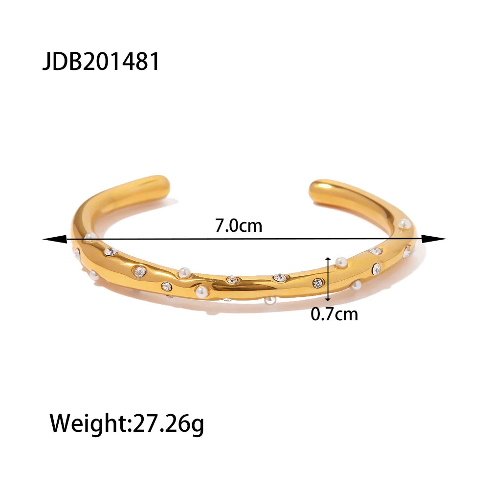 Elegant Double Wrap Pearl Open Bangle . Stackable Bracelet for Women & Girls . Chic Gift Idea for Her | Holiday & Everyday Fashion Accessory