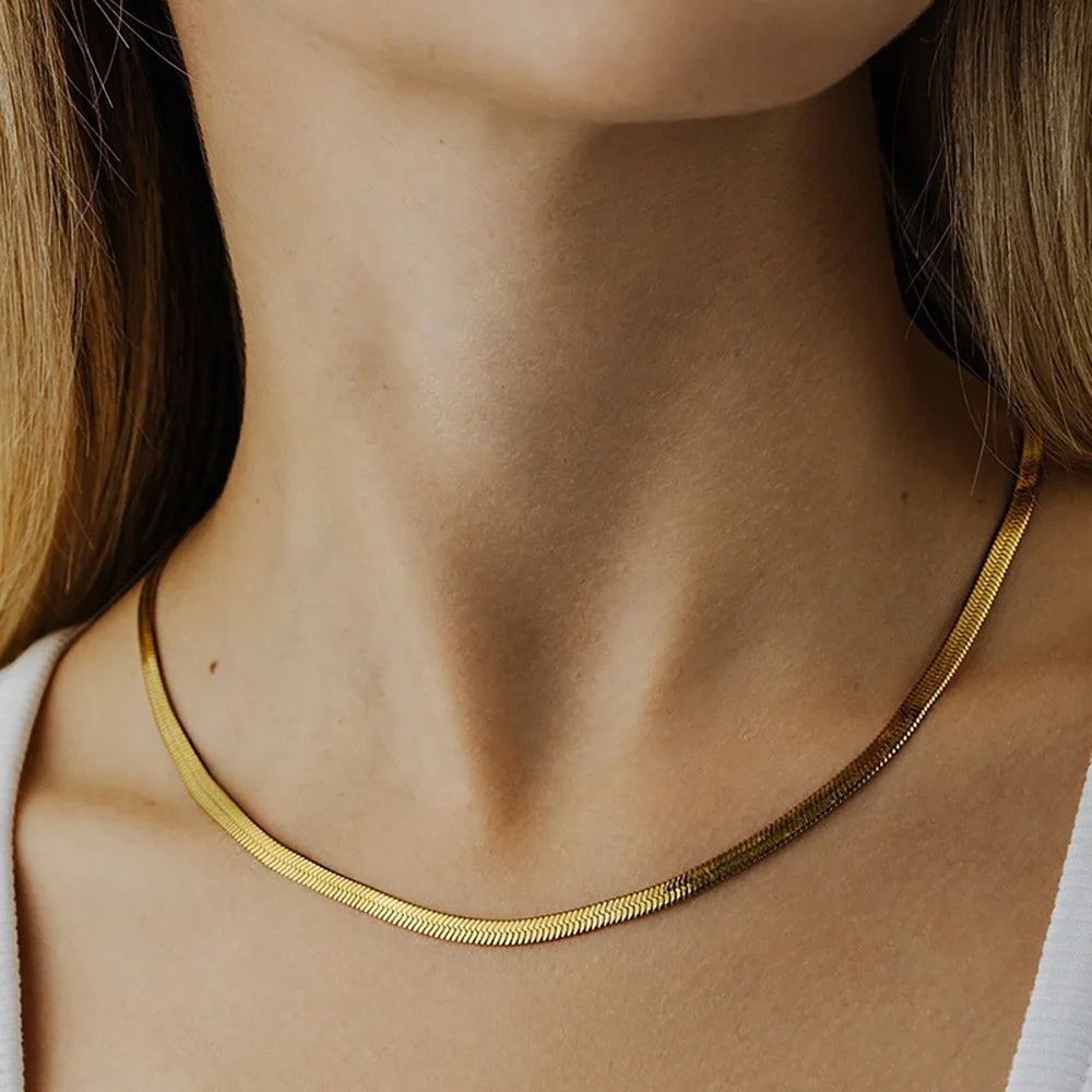 Bold Double-Layered Cuban & Snake Chain Necklace . Chunky 18K Gold IP Plated Stainless Steel Statement Choker for a Powerful, Glamorous Look