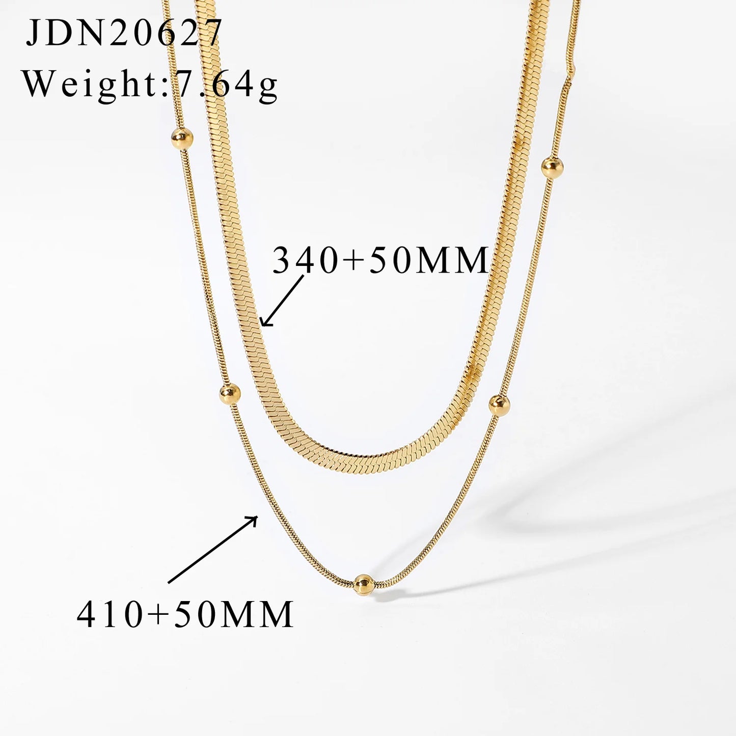Bold Double-Layered Cuban & Snake Chain Necklace . Chunky 18K Gold IP Plated Stainless Steel Statement Choker for a Powerful, Glamorous Look
