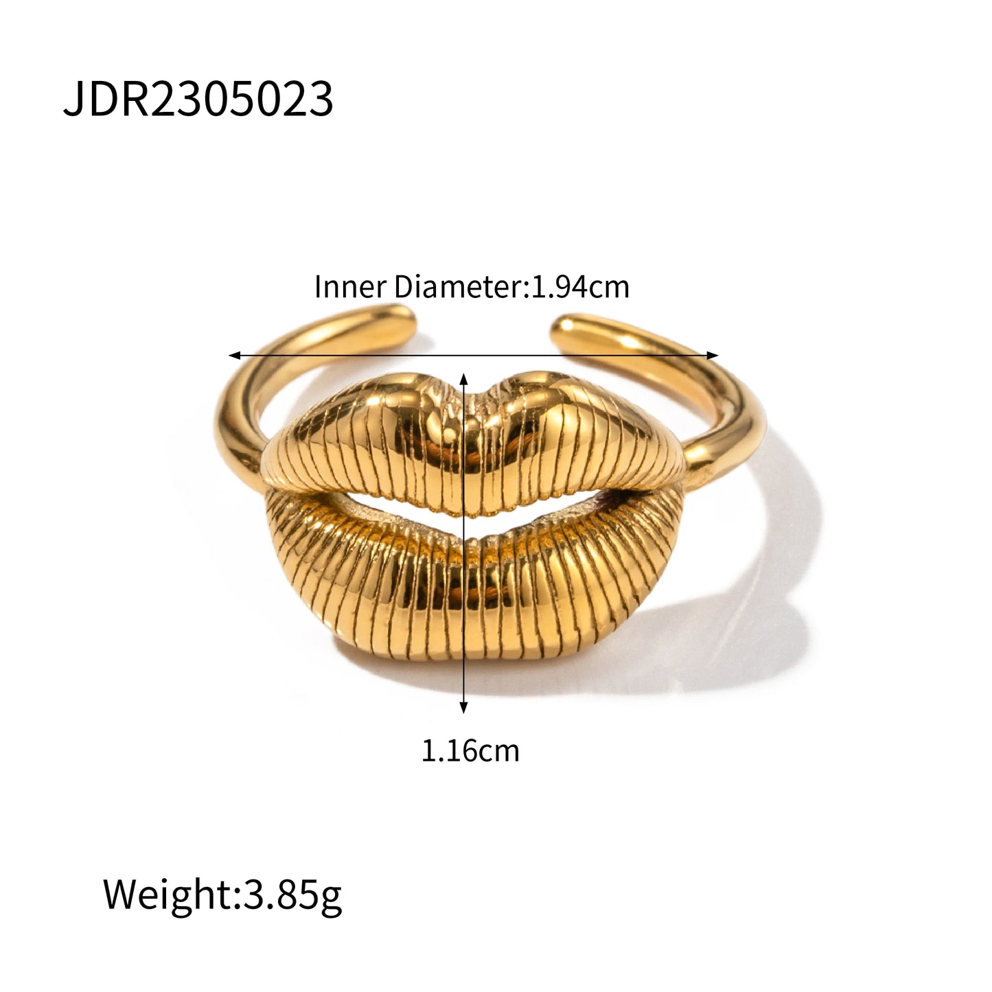 Bold Lip Design Ring . Crafted from high-quality stainless steel and finished with 18K gold PVD plating, this statement piece blends playful charm with sophisticated style. A perfect accessory for confident