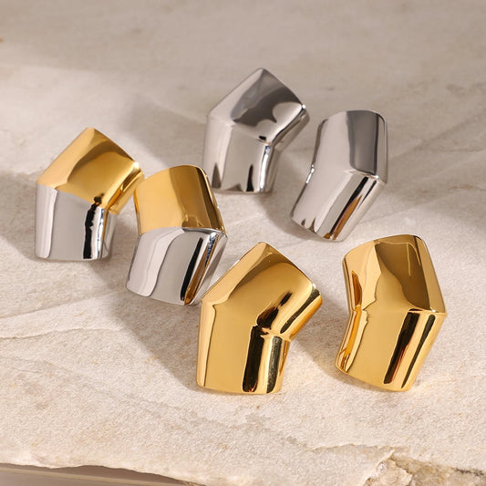 Modern Geometric Square Stud Earrings . Waterproof Stainless Steel in Gold & Silver Color, Minimalist Daily Jewelry for Effortless Style