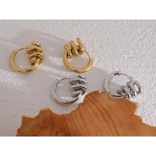 Elegant Twisted Hoop Earrings for Women . 18K PVD Gold Plated Stainless Steel, Waterproof & Hypoallergenic Fashion Geometric Jewelry