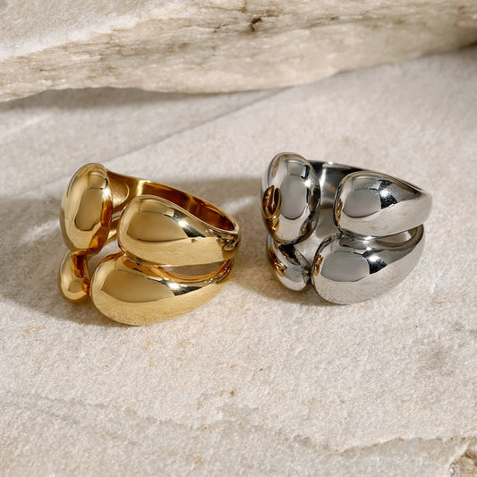 Chic Minimalist Ring for Women . Real Gold PVD Plated Stainless Steel, Waterproof & Fashion-Forward Metal Jewelry Piece