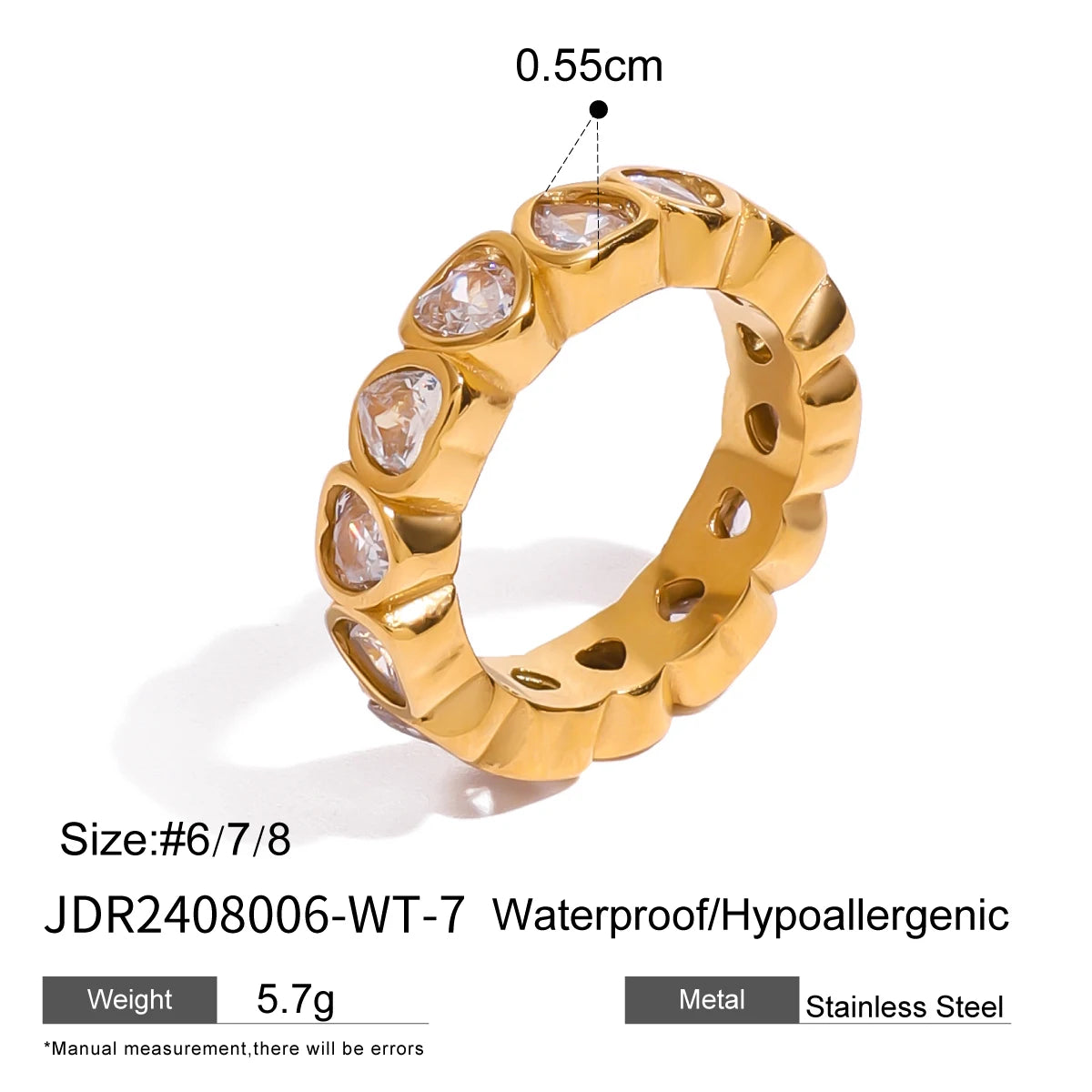 Luxury Open-End Geometric Ring for Women . Shiny AAA Cubic Zirconia, High-Quality Textured Stainless Steel, Waterproof Elegant Statement Jewelry