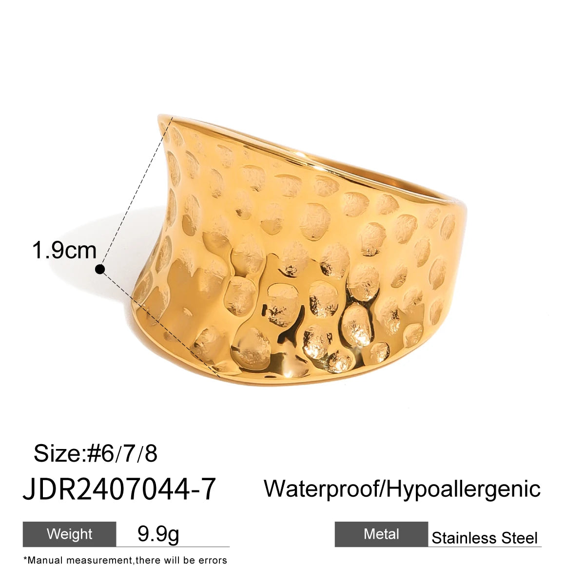 Fashion Pearl Leaf Ring for Women . Gold Color Textured Strip Design, Elegant Stackable Statement Jewelry
