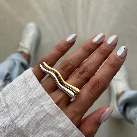 Minimalist Classy Ring for Women . 18K Gold Plated Stainless Steel, Waterproof and Stylish Unique Finger Jewelry for Everyday Elegance