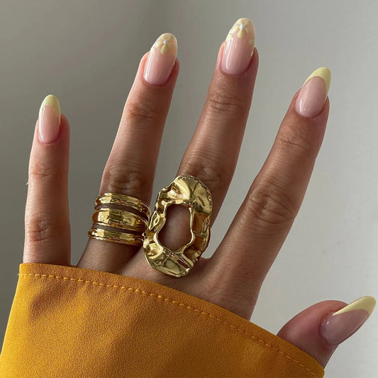 Retro Irregular Hammered Open O-Ring . 18K Gold Color Plated Stainless Steel Stackable Statement Ring for Women with Vintage Charm & Bold Texture