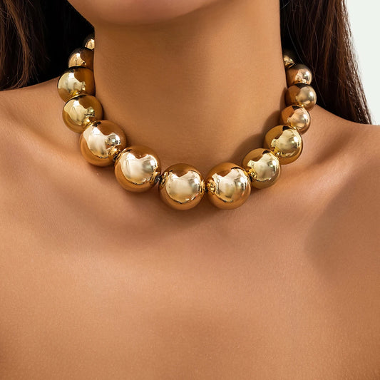 Exaggerated Goth Punk Choker Necklace for Women . Chunky Heavy Acrylic CCB Big Ball Bead Chain, Short Statement Grunge Jewelry with Steampunk Vibes